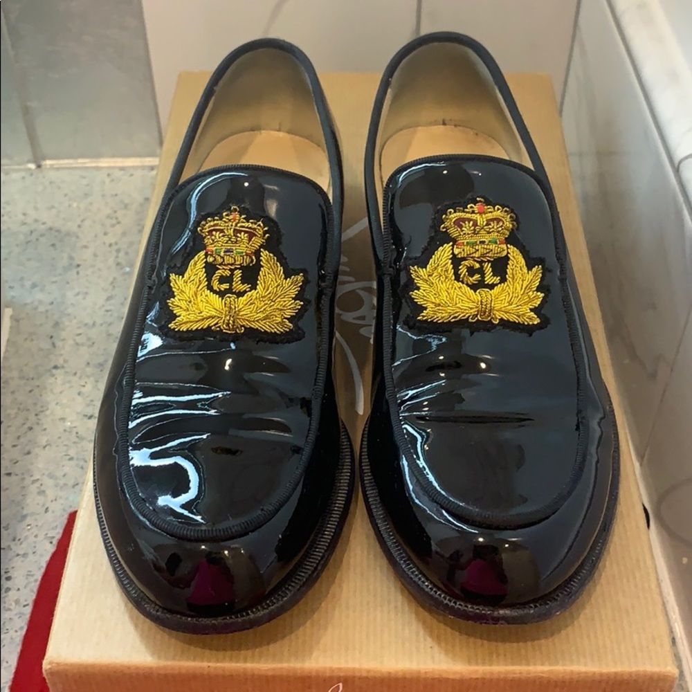 Christian Louboutin black paten loafers size 36